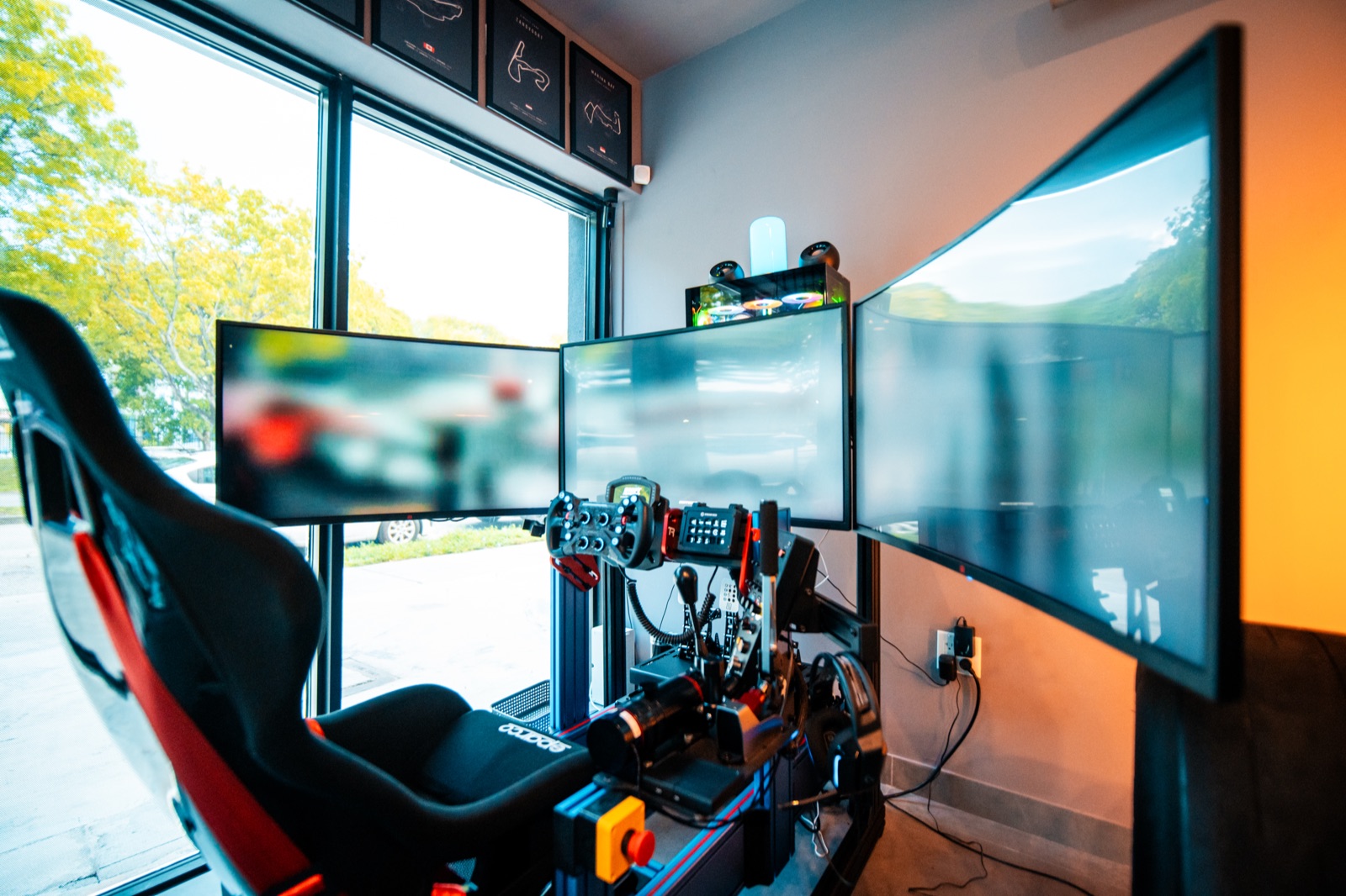 Racing simulator rental setup for event in Delray Beach, Florida