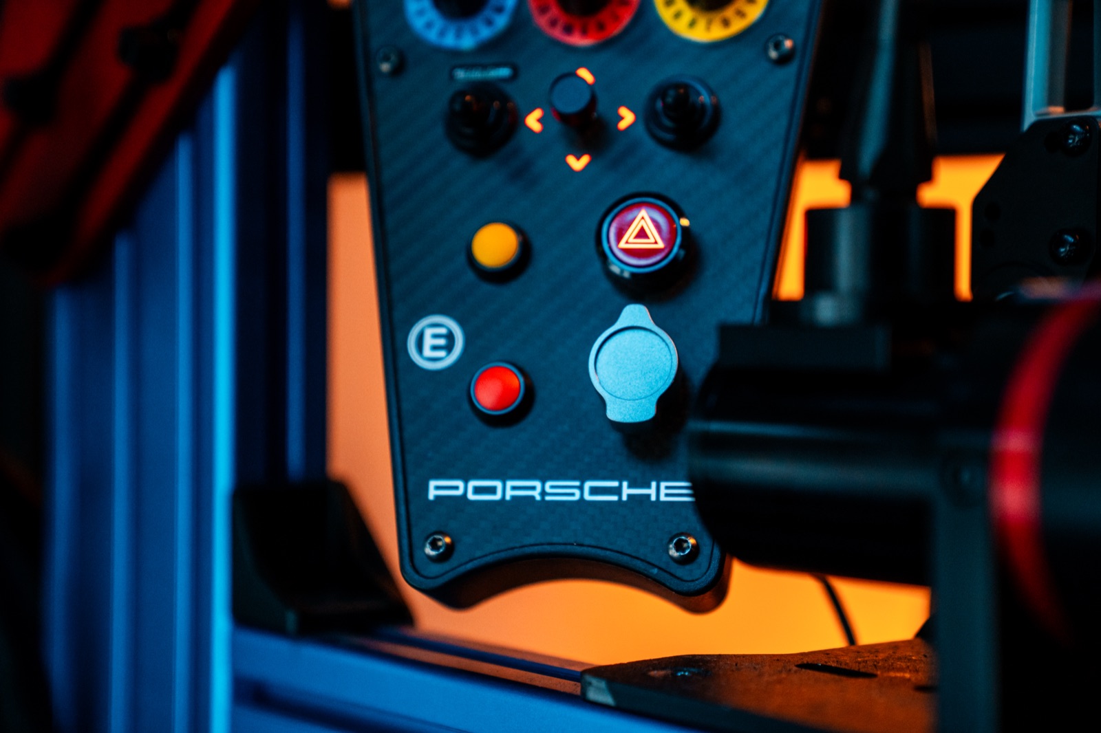 Full-motion racing simulator rig with triple screens in Weston