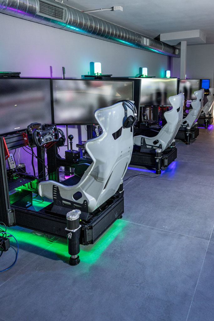 Racing simulator rental setup for event in Key Biscayne, Florida